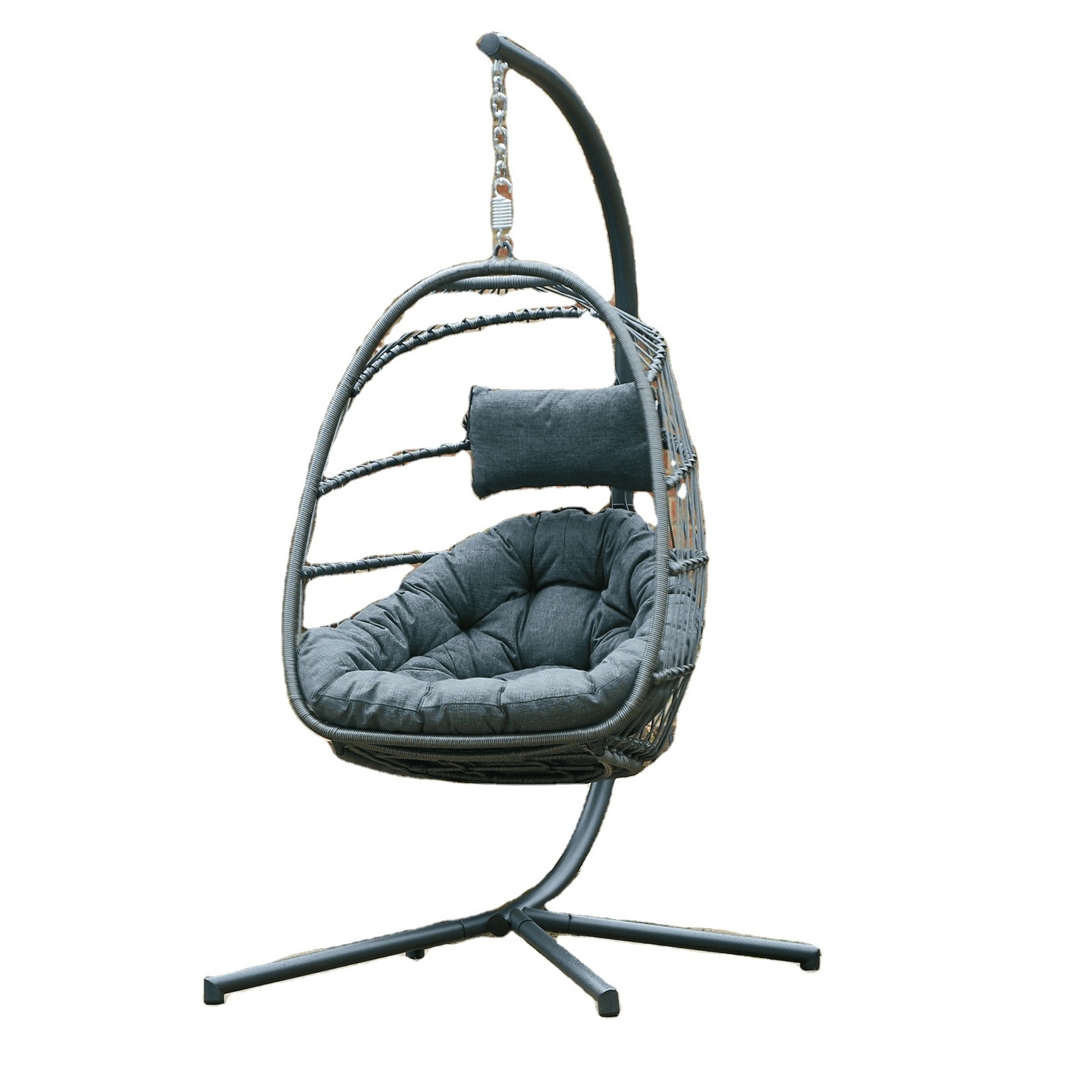 Discount best Wholesale indoor outdoor patio rattan wicker hanging egg swing chair with metal stand for sell