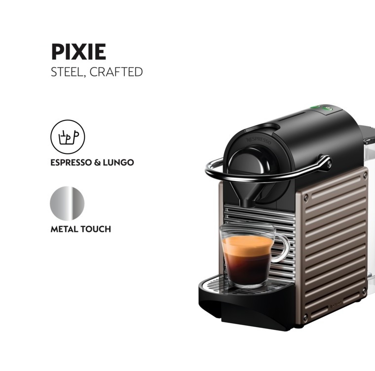 Nespresso Pixie Espresso Machine 1100ml, Aluminum,Silver