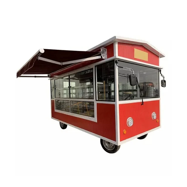 Multi-function Coffee Carts Food Trailer Mobile, Food Cart Ice Cream Mini Food Truck Fully Equipped