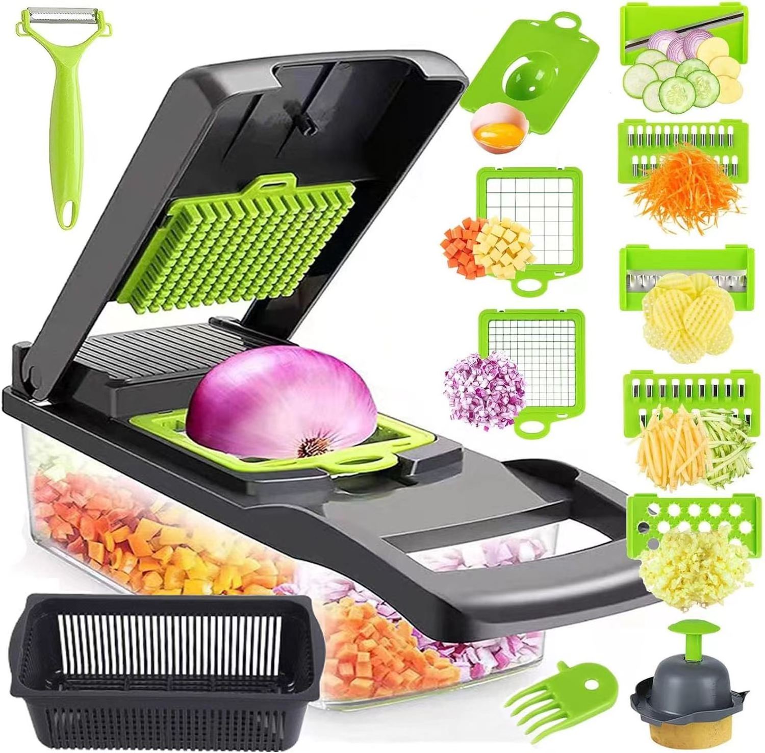 2024 kitchen accessories fruit & vegetable tools 16 in 1 vegetable chopper vegetable slicer pro onion chopper multifunction