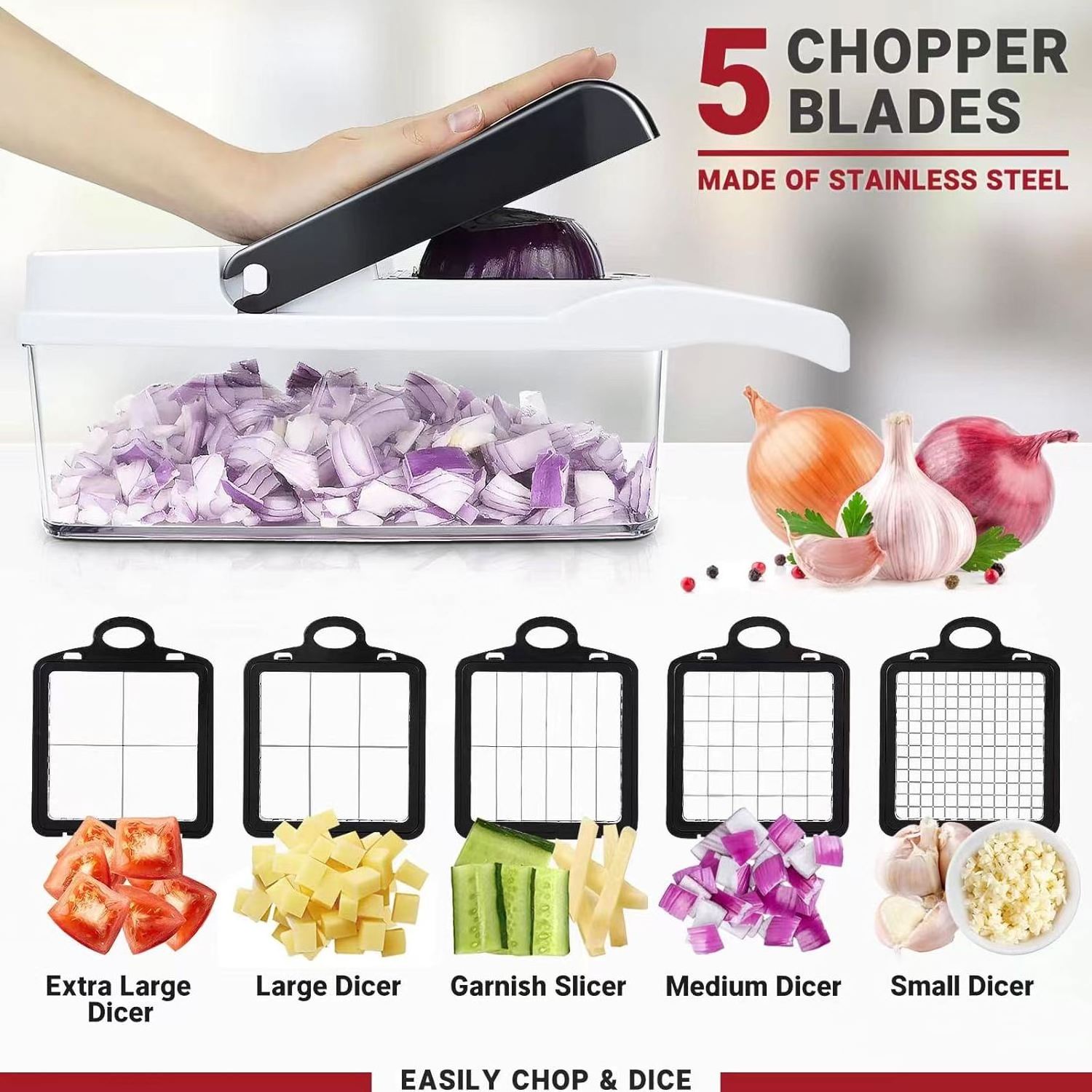 Amaz hot selling 2023 New  26 In 1 Hand Held Multifunctional Onion Cutter Fruits Slicer Potatoes Peeler Manual Vegetable Chopper