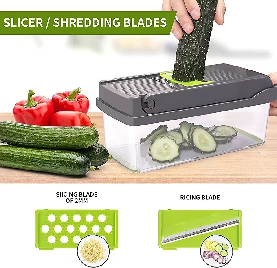 2024 Best seller multifunctional vegetable cutter fruit chopper slicer cutting tool manual 16 in 1 vegetable cutter