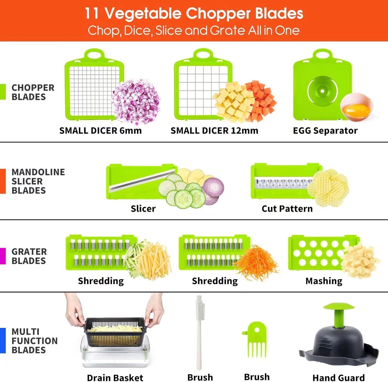 2024 Hot New  Vegetable Chopper Pro 17 in1 Multifunctional Onion Chopper  Veggie Chopper Vegetable Slicer Dicer Cutter Salad