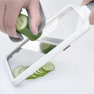 Multi Handheld Mandoline Food Slicer - Adjustable Stainless Steel Blade, Safety Food Grip and Non-slip Handle, Vegetable Chopper