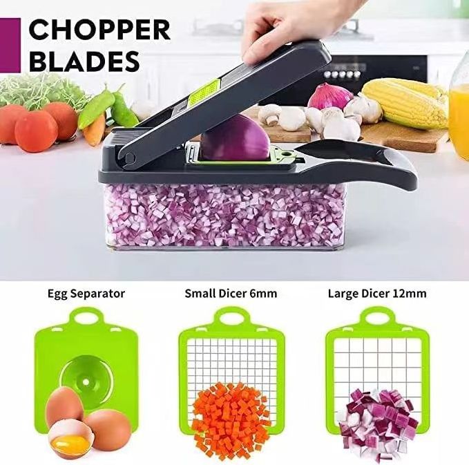 2023 Hot Selling Kitchen Multi 12 In 1 Manual Mandoline Fruit Vegetable Cutter Onion Dicer Veggie Slicer Vegetable Chopper