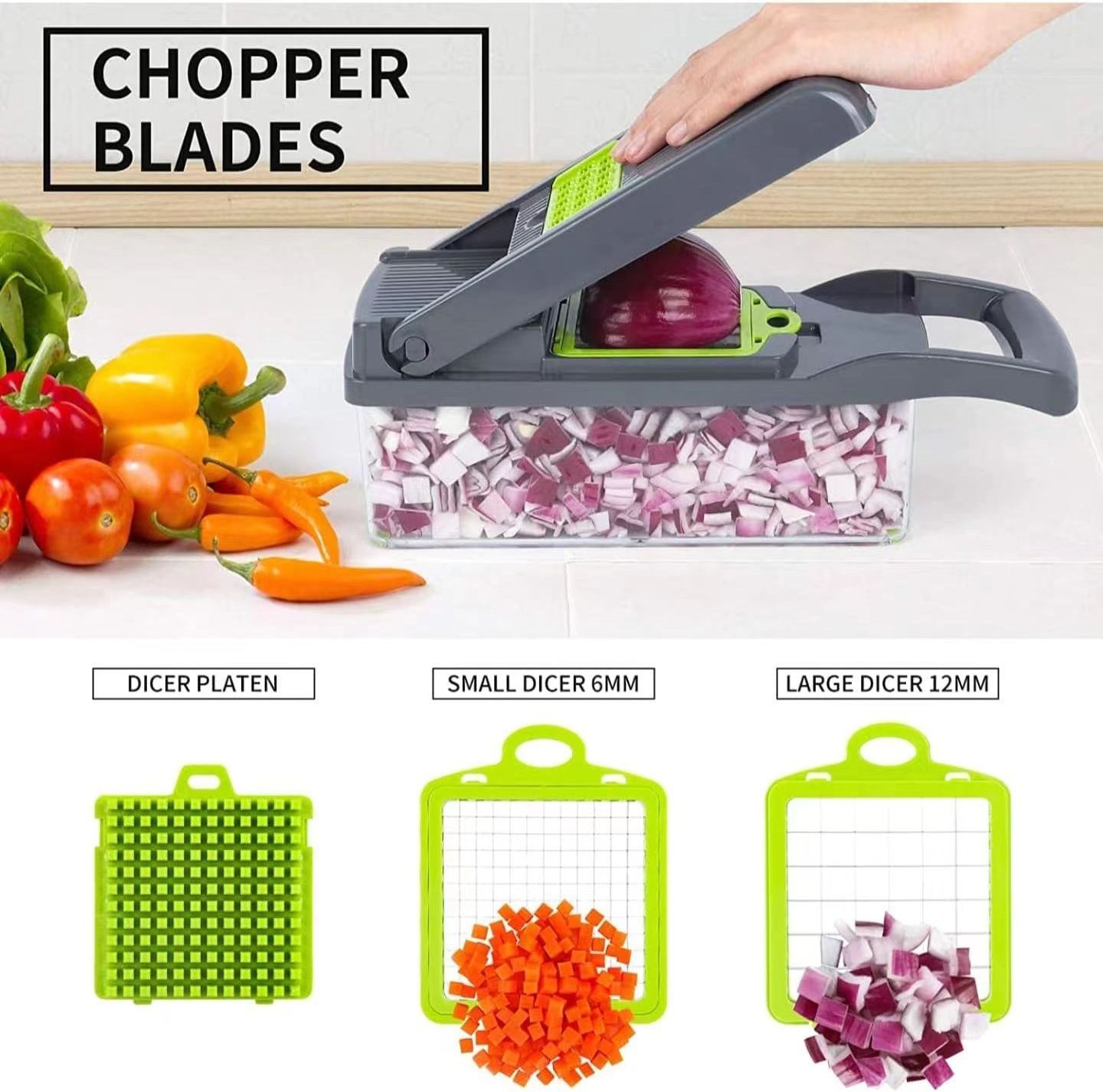 2023 Top Seller Kitchen Accessories 12 in 1 Food Dicer Onion Veggie Chopper Mandoline Slicer Multifunctional Vegetable Cutter