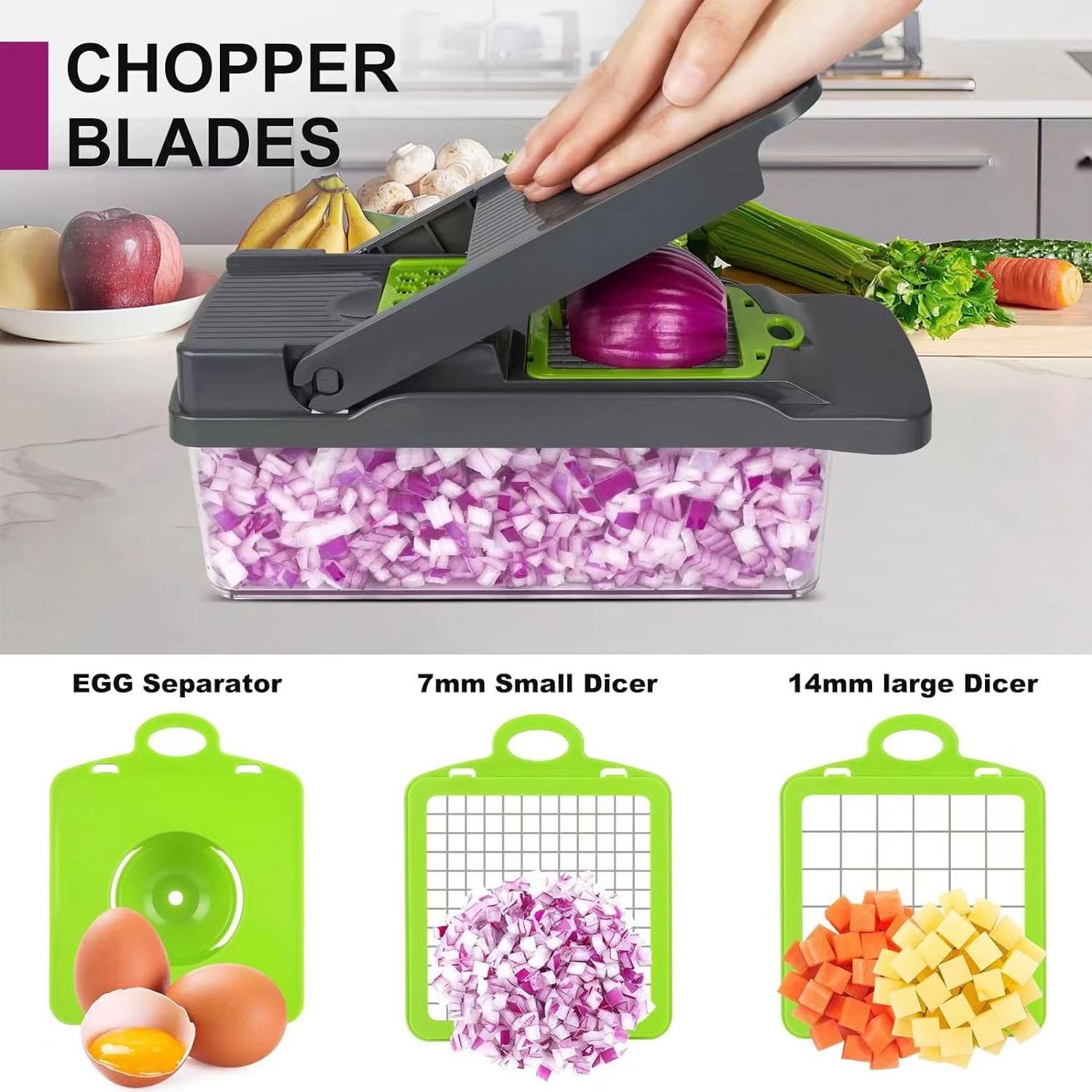 2024 Hot New  Vegetable Chopper Pro 17 in1 Multifunctional Onion Chopper  Veggie Chopper Vegetable Slicer Dicer Cutter Salad