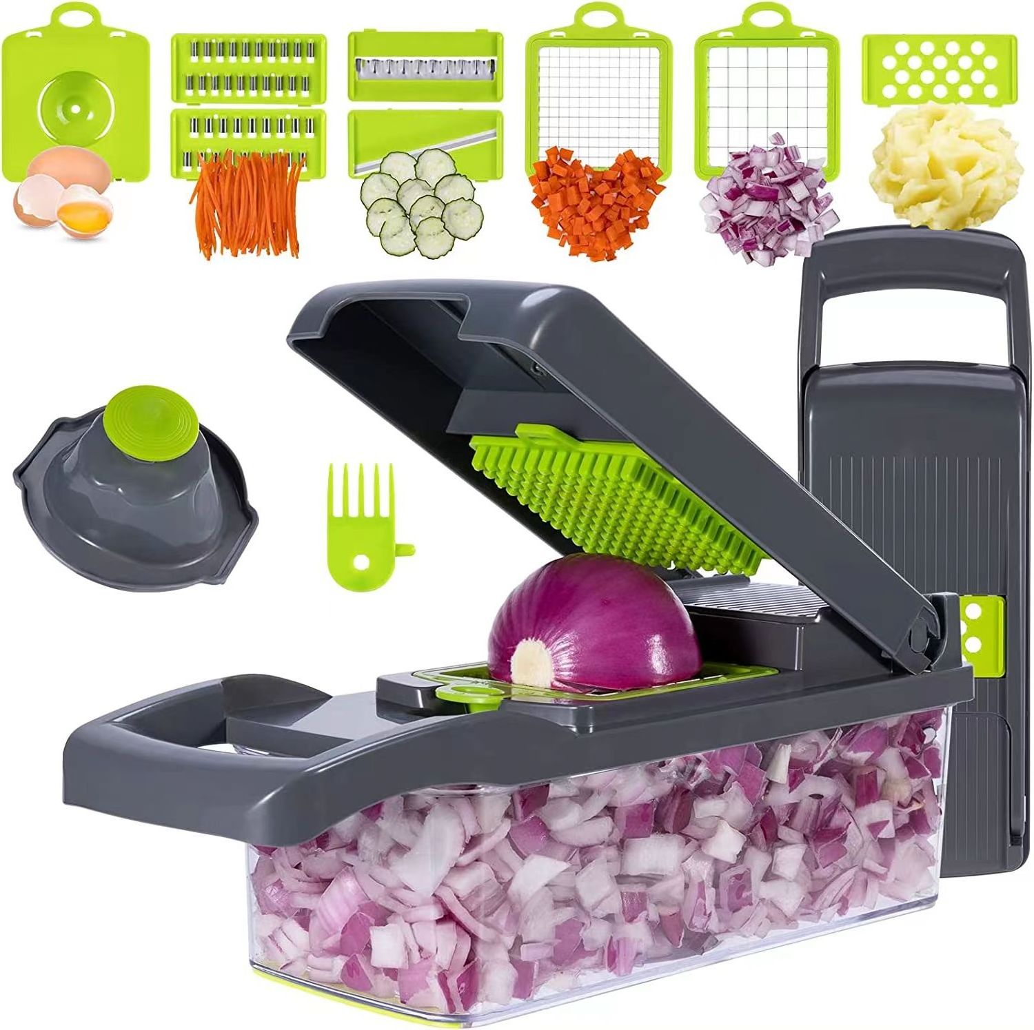 2023 Hot Selling Kitchen Multi 12 In 1 Manual Mandoline Fruit Vegetable Cutter Onion Dicer Veggie Slicer Vegetable Chopper