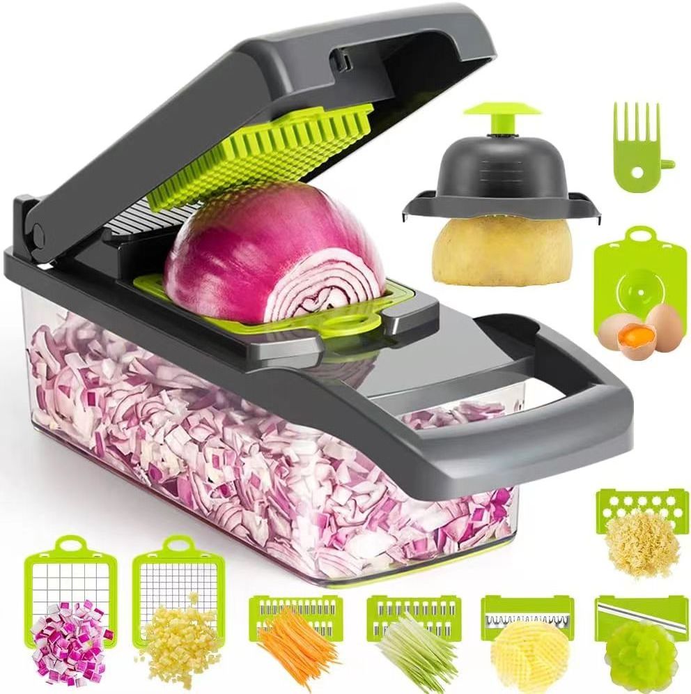 2023  Hot Multifunctional 12 In 1 Vegetable Chopper Onion Dicer Vegetable Cutter progressive vegetable chopper with container