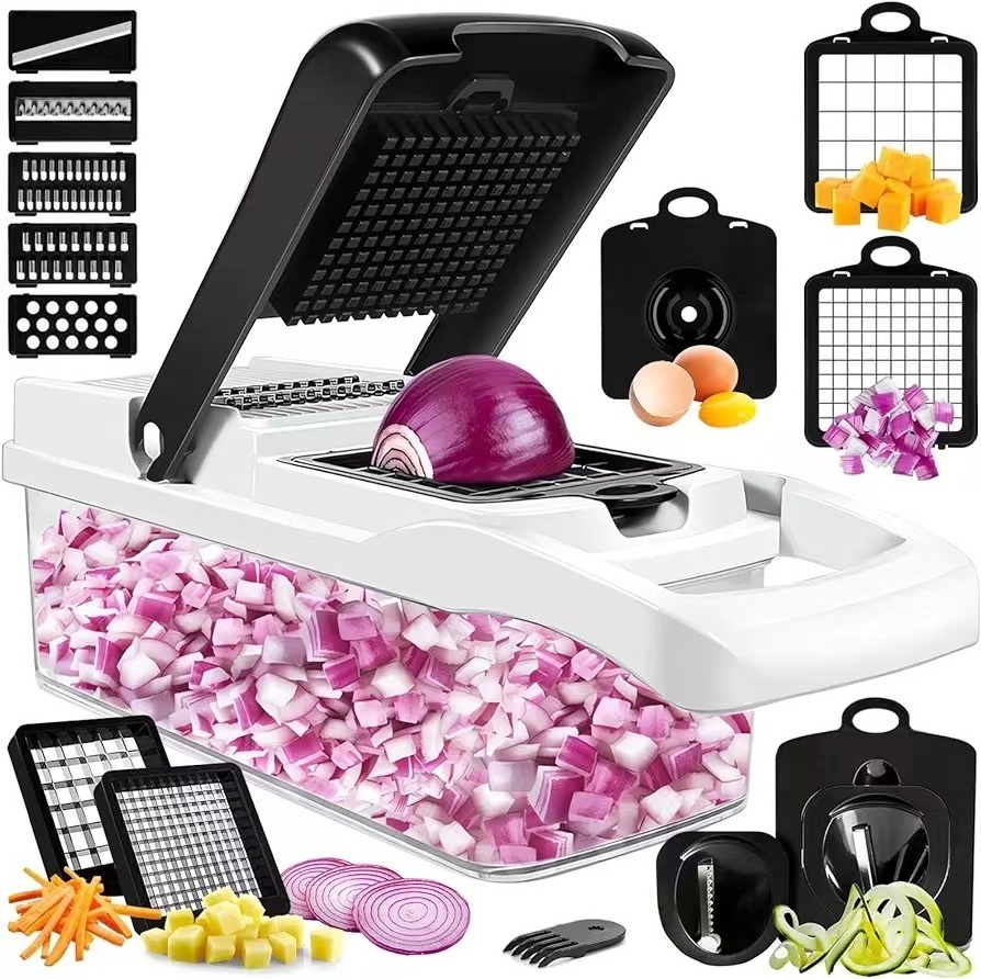 2024 Kitchen Multi 12 in 1 Manual Mandoline Fruit Vegetable Cutter Onion Dicer Veggie Slicer Vegetable Chopper cheese grater