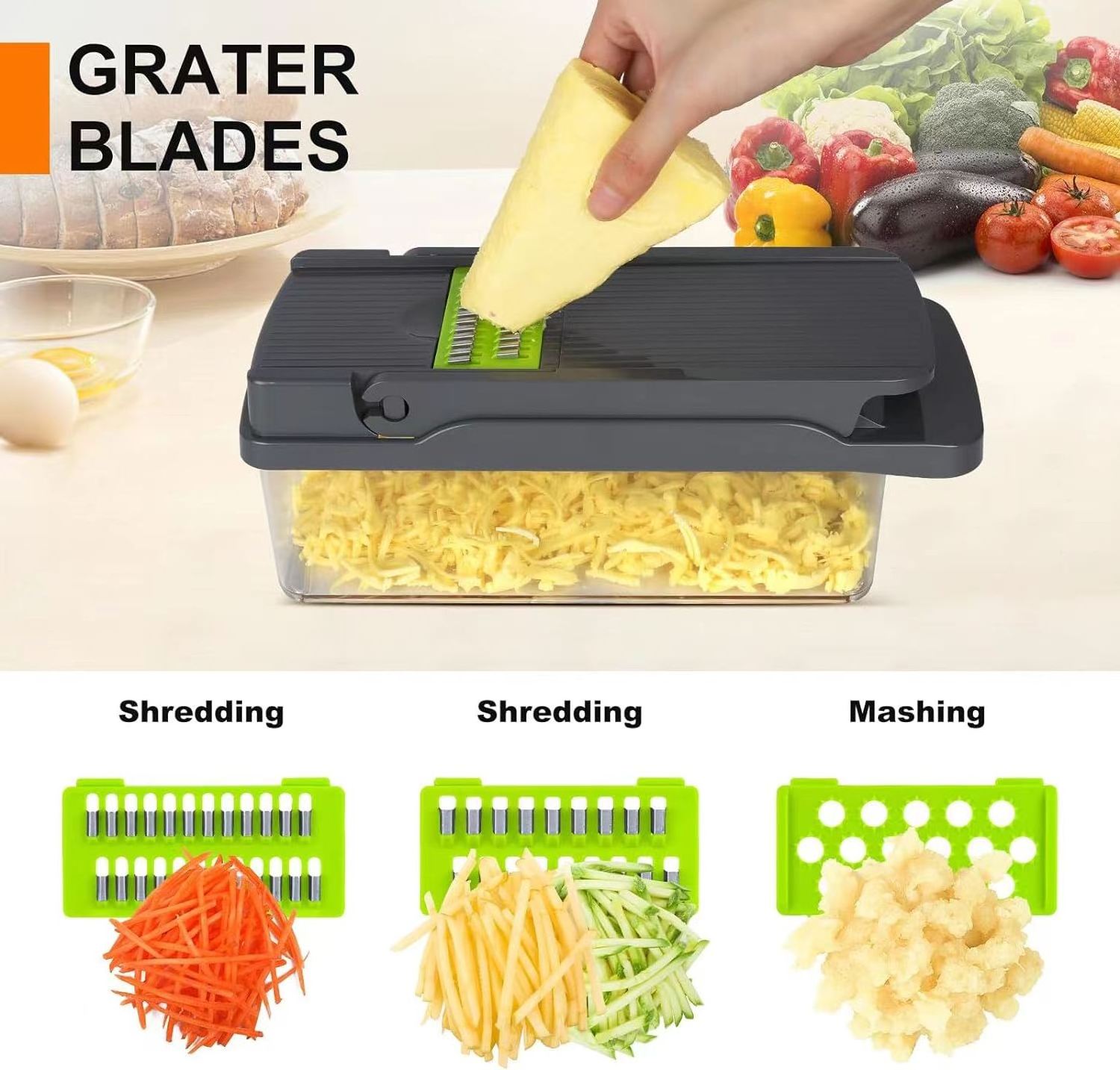 2024 Hot New  Vegetable Chopper Pro 17 in1 Multifunctional Onion Chopper  Veggie Chopper Vegetable Slicer Dicer Cutter Salad