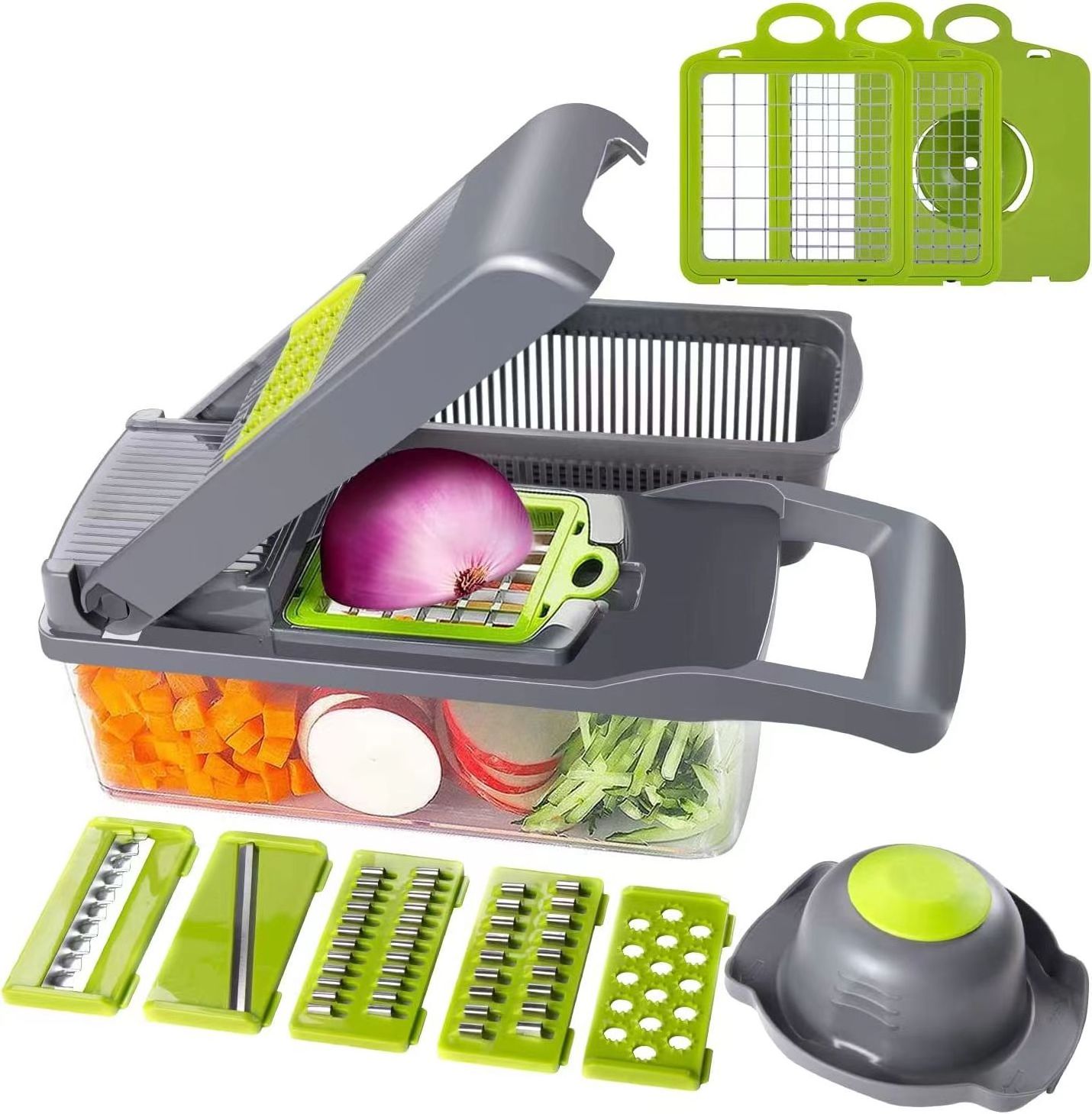 2023  Manual Mandoline Fruit Vegetable Cutter Onion Dicer Veggie Slicer Vegetable Chopper Hot Selling Kitchen Multi 12 in 1 ABS