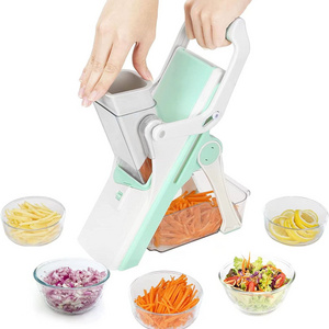 Multi-functional 5 in 1 Tabletop Kitchen Rotary Cheese Grater Potato Vegetable Slicer with 5 Drum Blades salad cutter