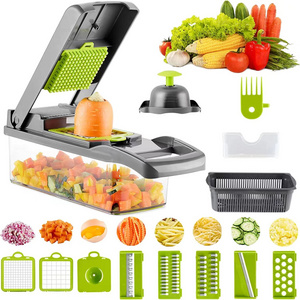 2023  Top Seller Kitchen Multifunctional 12 In 1 Manual Mandoline Food Fruit Cutter Onion Dicer Veggie Slicer Vegetable Chopper