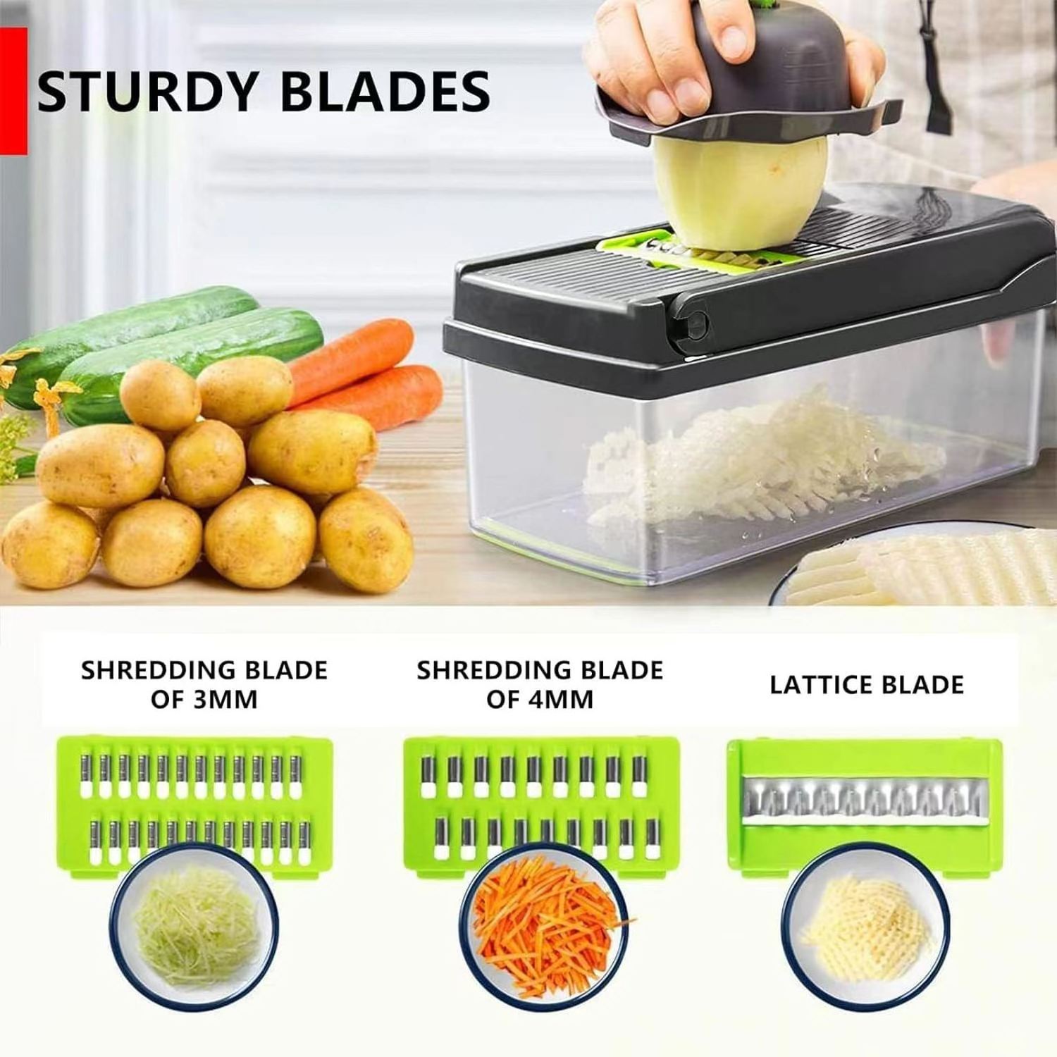 Hot Selling Kitchen Accessories 15 In 1 Manual Mandoline Slicer Food Onion Cutter Veggie Dicer Multifunctional Vegetable Chopper