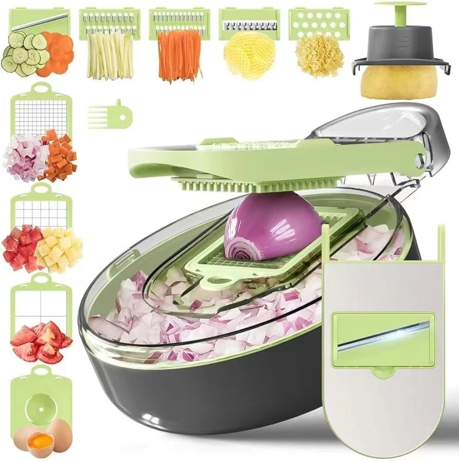 New 13 In 1 Vegetable Chopper  mandolin Slicer Dicer Pro Onion Chopper Food Chopper  with Draining Basket