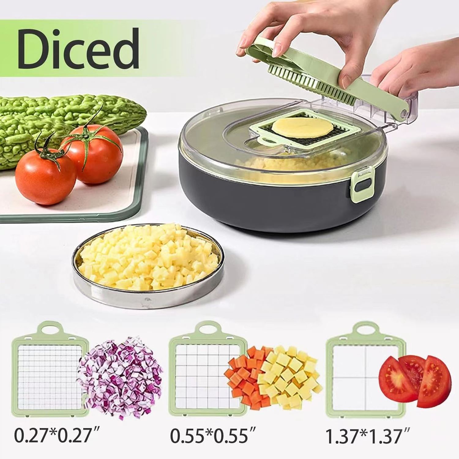 New 13 In 1 Vegetable Chopper  mandolin Slicer Dicer Pro Onion Chopper Food Chopper  with Draining Basket