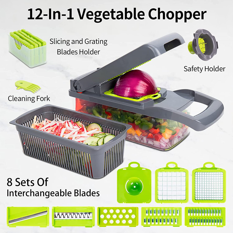 2023 Top 12 in 1 Mandoline Slicer For Kitchen Multifunctional-Onion Chopper-Food Chopper Veggie Slicer Vegetable cutter