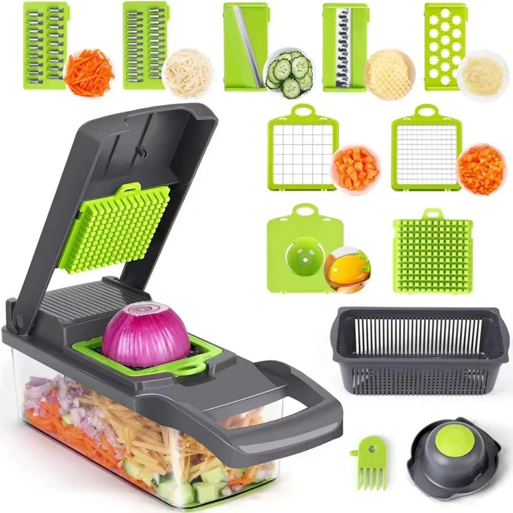 Amz Hot Selling 2023 Kitchen Multi 12 In 1 Manual Fruit Vegetable Cutter Chopper Dicer Veggie Slicer Vegetable Chopper