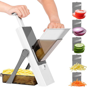 2024 Amazing Hot 5 in 1 mandolin slicer Adjustable Vegetable Chopper Fruit Cutter Manual Kitchen Gadgets Safe Onion Slicer