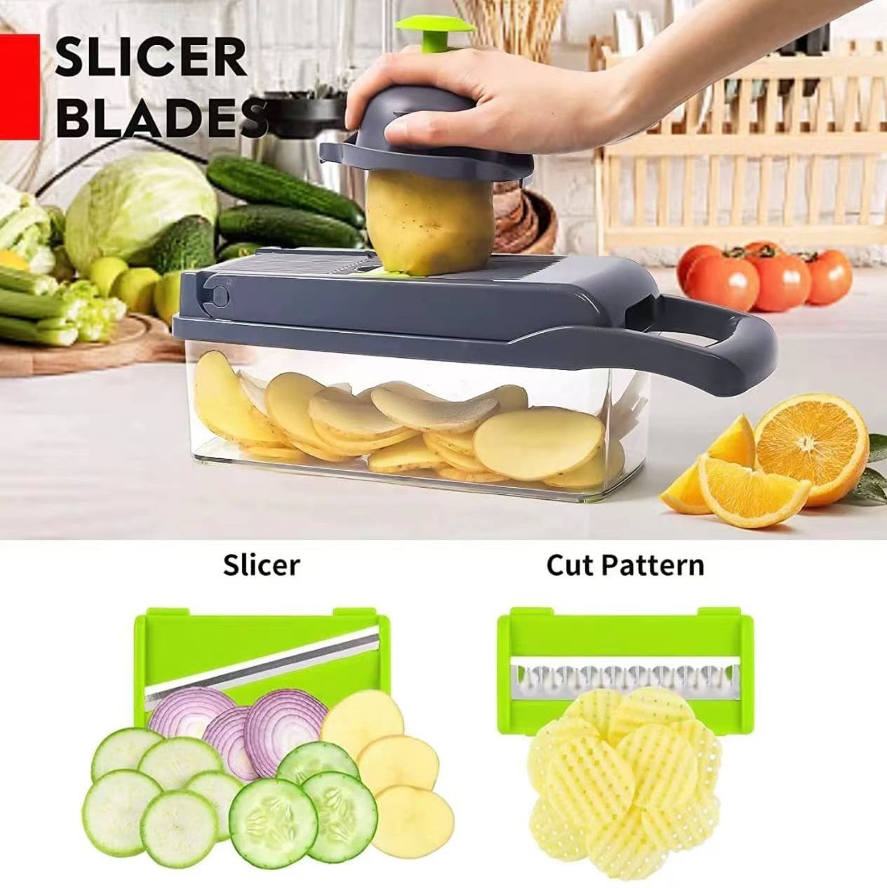 2023 New 15 in 1 vegetable chopper multifunctional all in one kitchen manual stainless steel slicer practical vegetable cutter