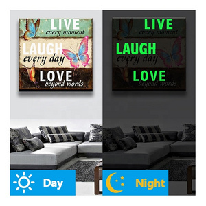 Glowing in Dark Diamond Painting Live Laugh Love Wall Decoration 5D Resin Drills Gift Kit N010