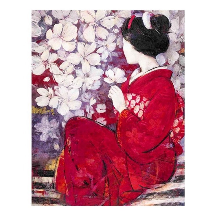 Ever Moment Diamond Painting Japanese Woman Cherry Blossoms Wall Decoration 3F1543