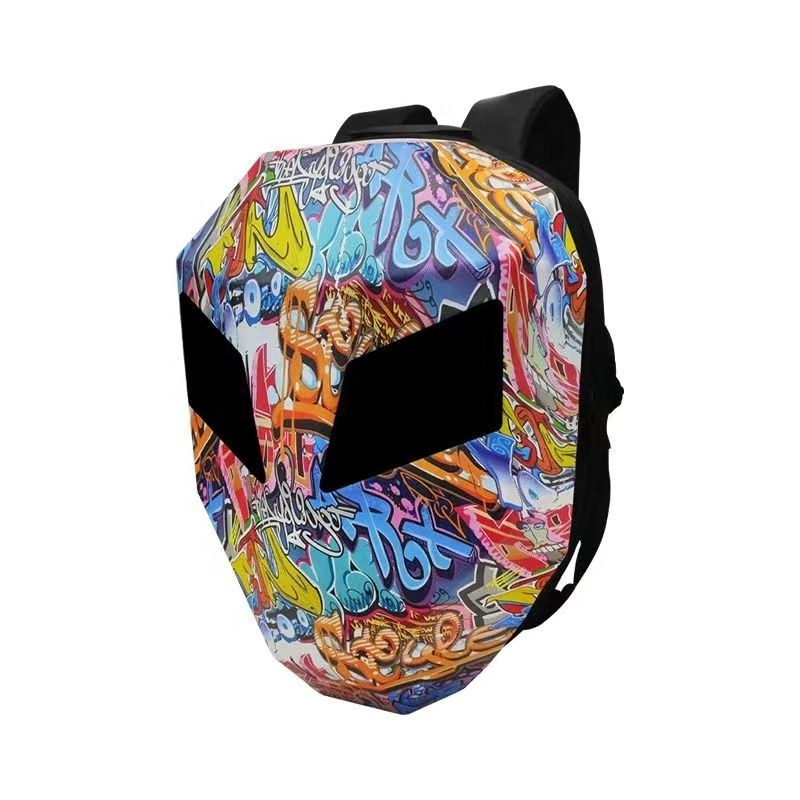 Colorful LED Eye Backpack Cool Mask Hard Shell Waterproof Smart Back Pack App Control Programable LED Knight Backpack