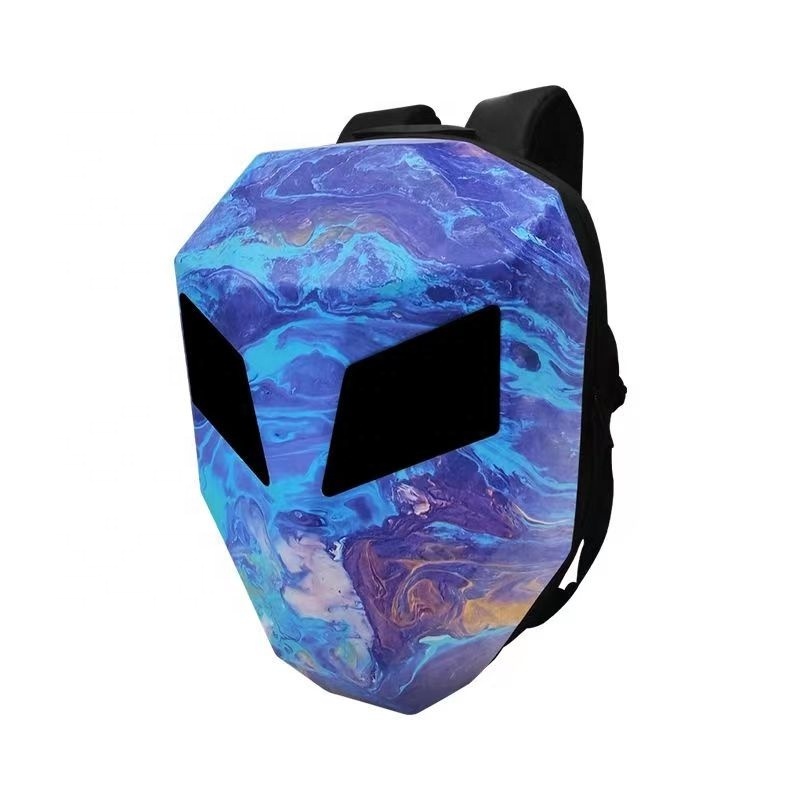 Colorful LED Eye Backpack Cool Mask Hard Shell Waterproof Smart Back Pack App Control Programable LED Knight Backpack