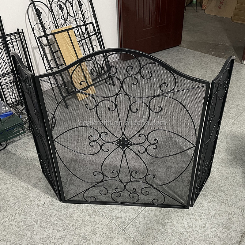 3 Panel Metal Scrollwork Fire Gate Guard Mesh Fire Screen