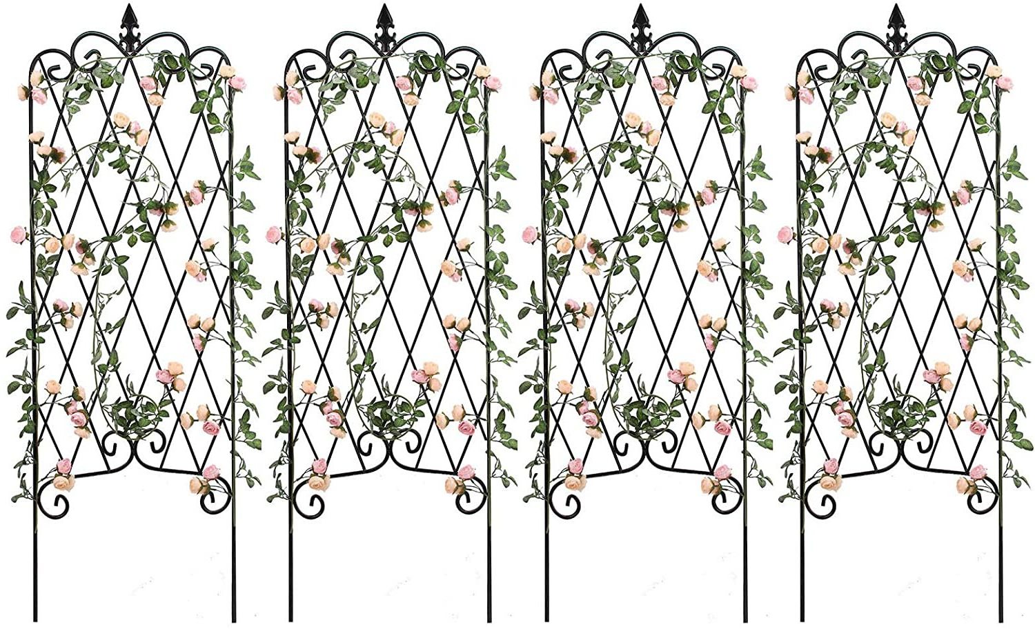 Metal Garden Trellis, Wire Lattices Grid Panels for Climbing Plants and Flowers in Outdoor