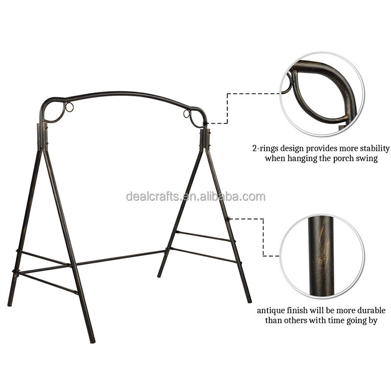 Heavy Duty Metal Swing Frame Stand, Vintage Bronze Finish Porch Swing Stand Strong Powder Coated Steel A-Frame Swing Frame Set f