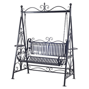 Heavy Duty black wrought iron porch swings with stand