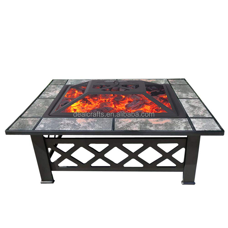 Outdoor Rectangular Garden Mosaic Coffee Table Fire Pit Round Brazier Fire Pit