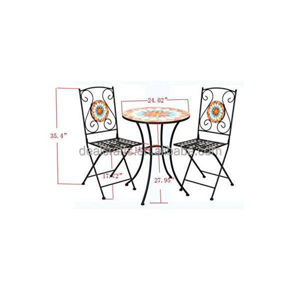 mosaic Bistro table and metal folding chair table set