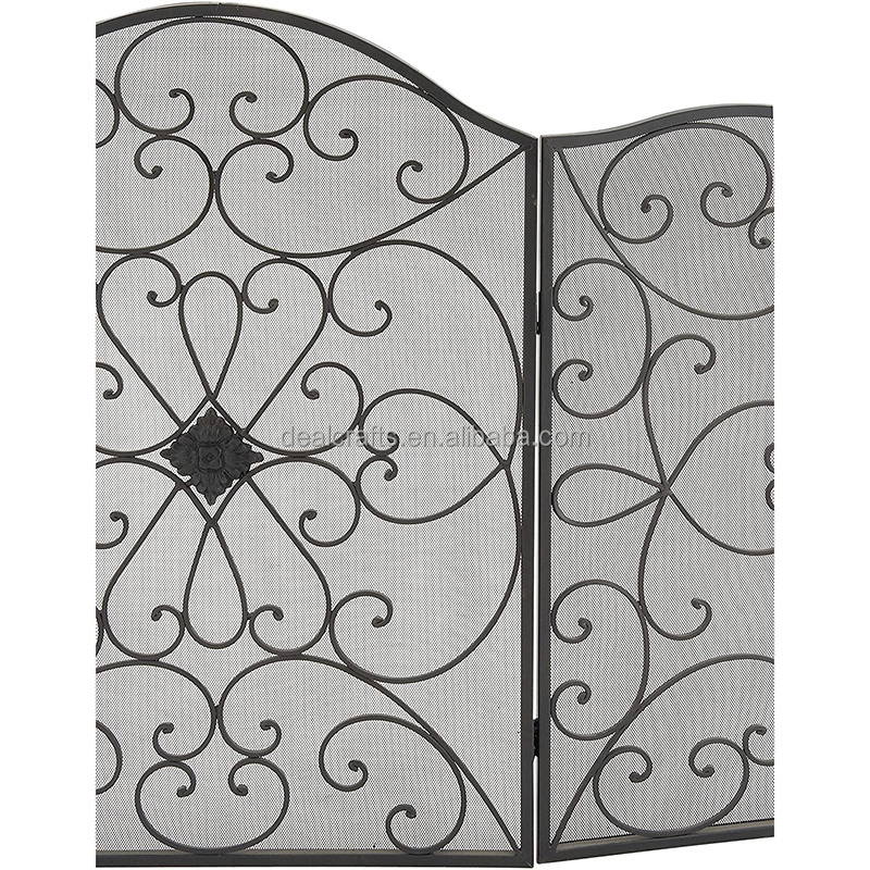 3 Panel Metal Scrollwork Fire Gate Guard Mesh Fire Screen