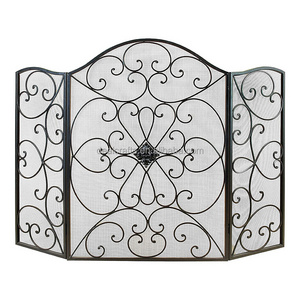 3 Panel Metal Scrollwork Fire Gate Guard Mesh Fire Screen