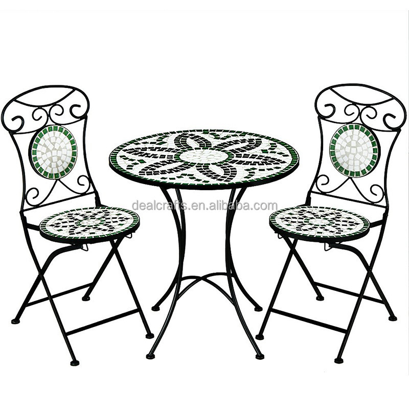 3 Pieces Outdoor Mosaic Furniture Patio 2 Chairs And 1 Table Bistro Sets