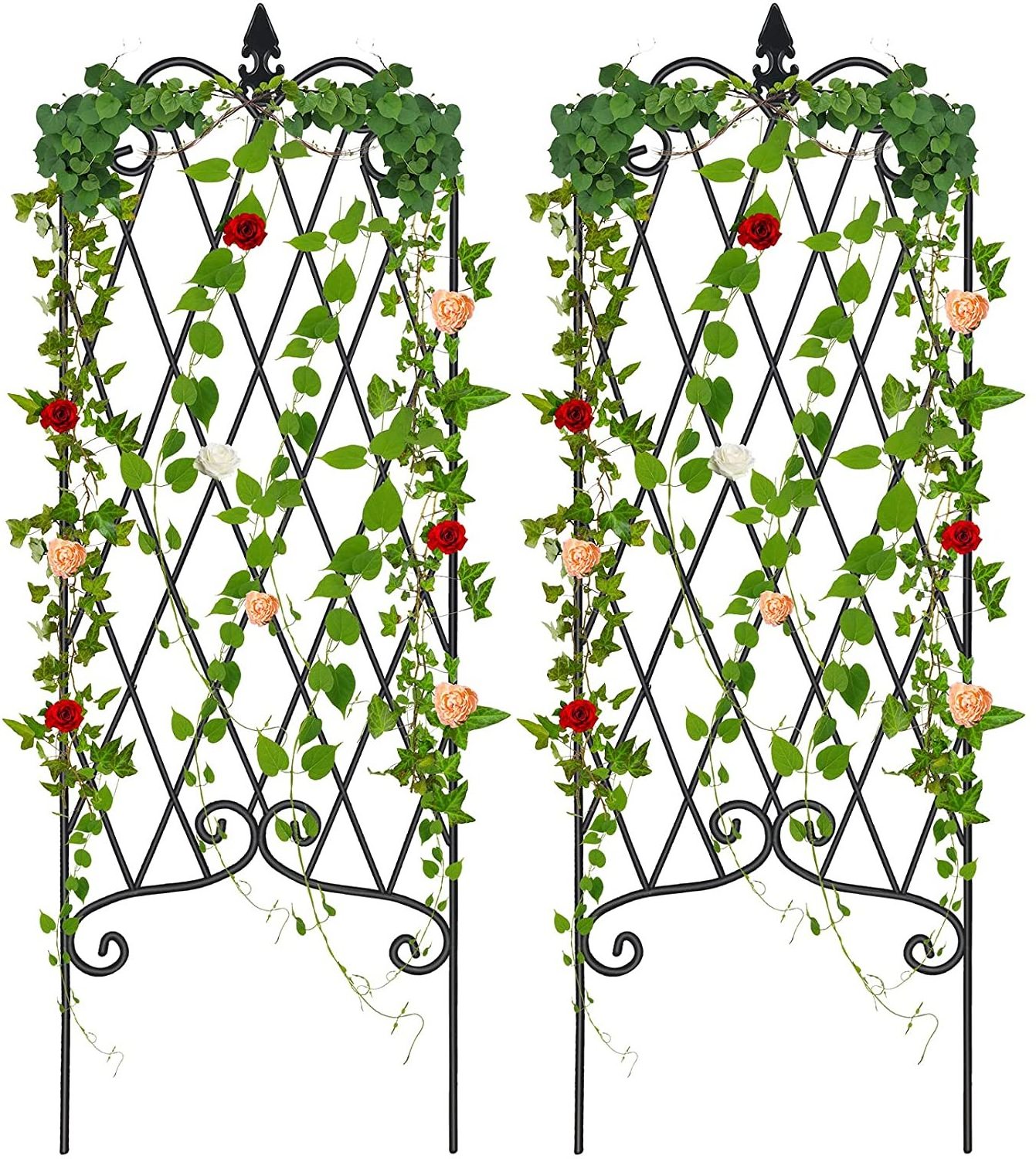 Metal Garden Trellis, Wire Lattices Grid Panels for Climbing Plants and Flowers in Outdoor