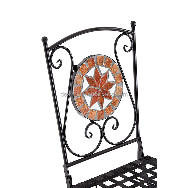 Coffee Table And Chair Furniture Set Outdoor Patio Garden Foldable Iron Metal Mosaic Table Bistro Set