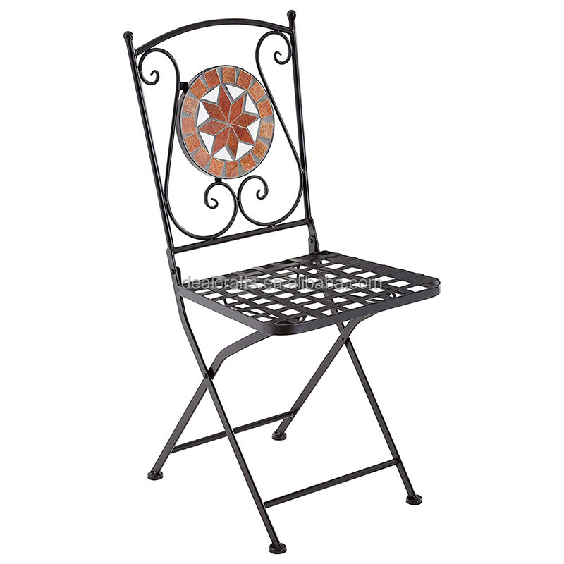 Coffee Table And Chair Furniture Set Outdoor Patio Garden Foldable Iron Metal Mosaic Table Bistro Set