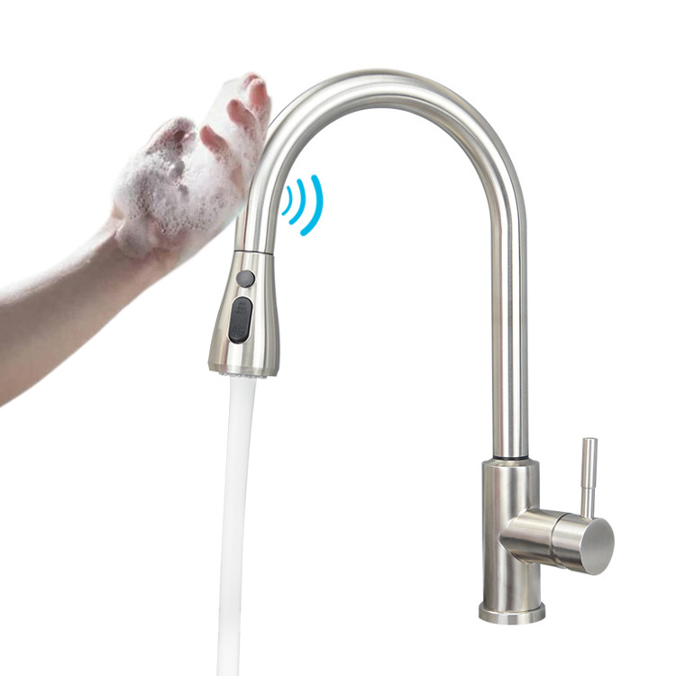 manufacturer smart touch sensor faucet stainless steel pull out sensor induction kitchen sink faucets