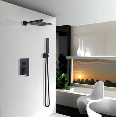 Deao Mixing diverter valve concealed shower faucet set wall mounted rain shower with overhead shower head