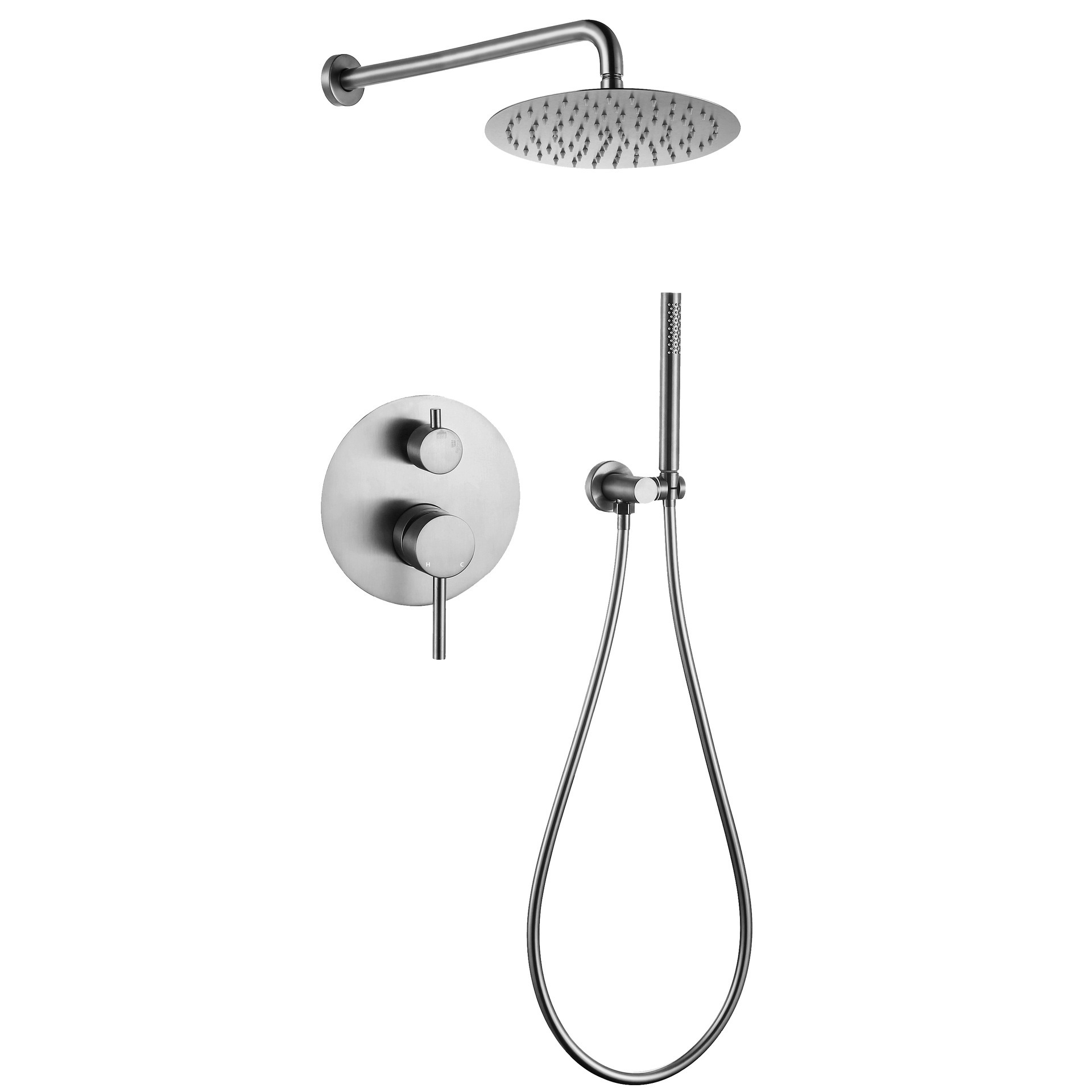 Deao Concealed wall mounted 2 functions hand shower including black bath faucet bathroom showers set