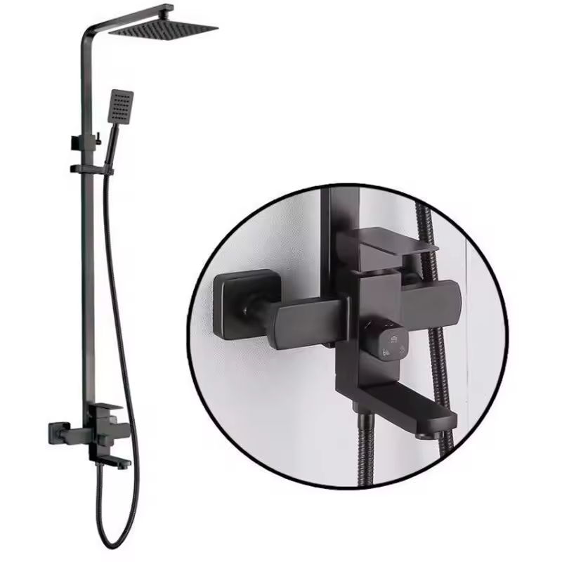 Deao factory Stainless Steel 304 matte Black Shower Set Bathroom Shower Faucet 3 Way Rainfall Shower pattern