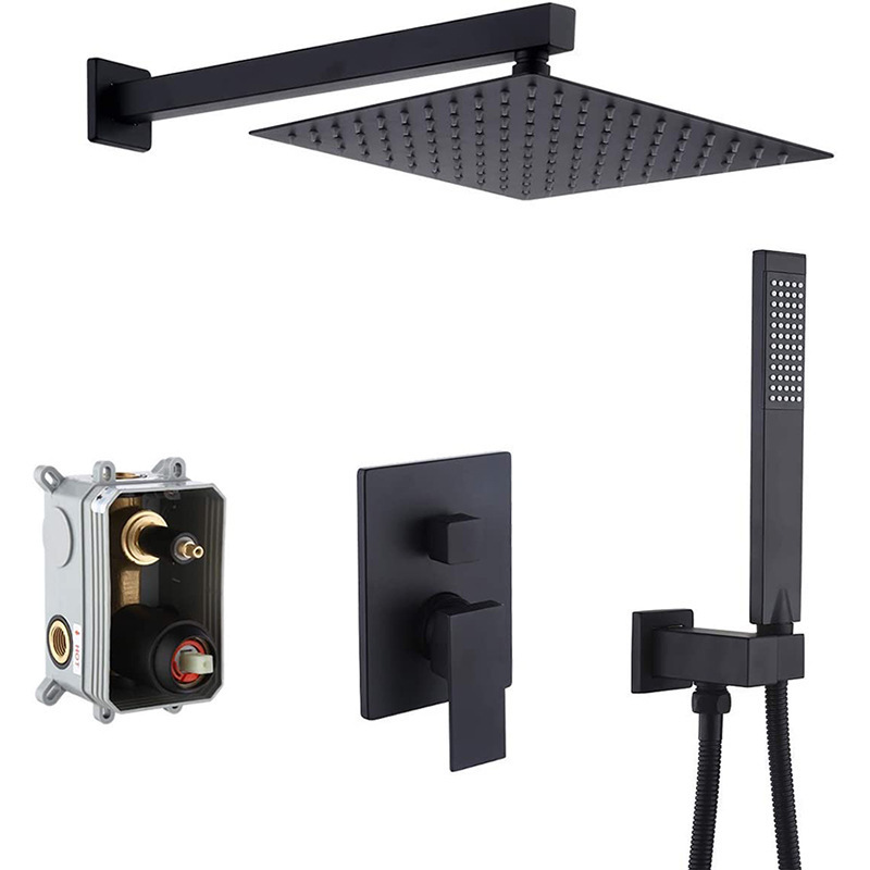 Deao Concealed wall mounted 2 functions hand shower including black bath faucet bathroom showers set