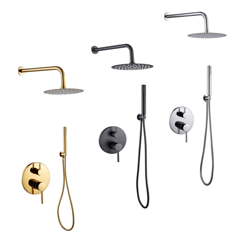 Deao Concealed wall mounted 2 functions hand shower including black bath faucet bathroom showers set