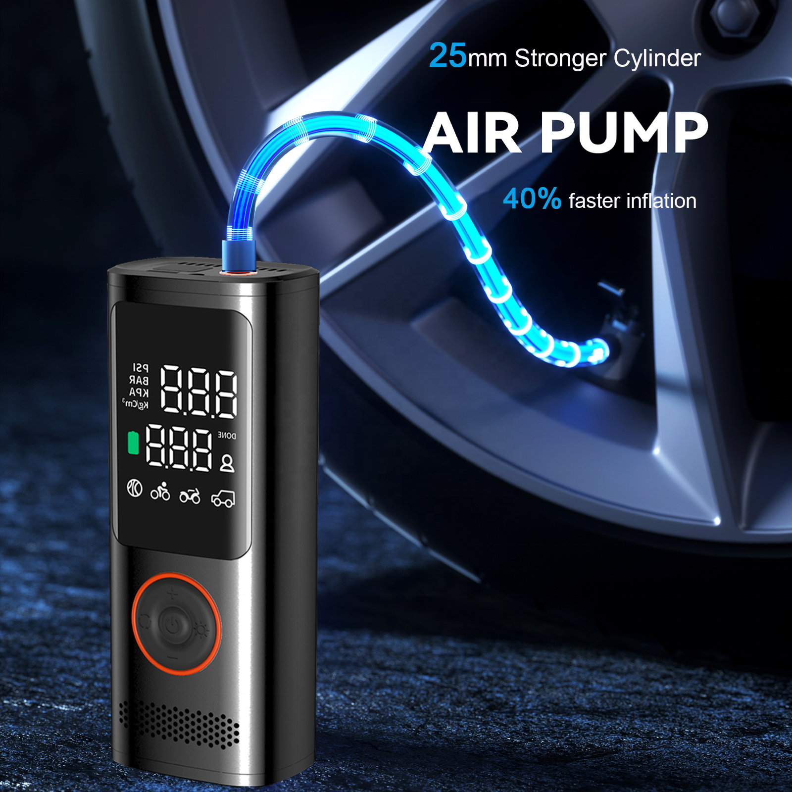 Portable Inflatable Electric car air pump Compressor rechargeable 12V 160PSI Car Bicycle With LED Light Tire Pressure Monitor