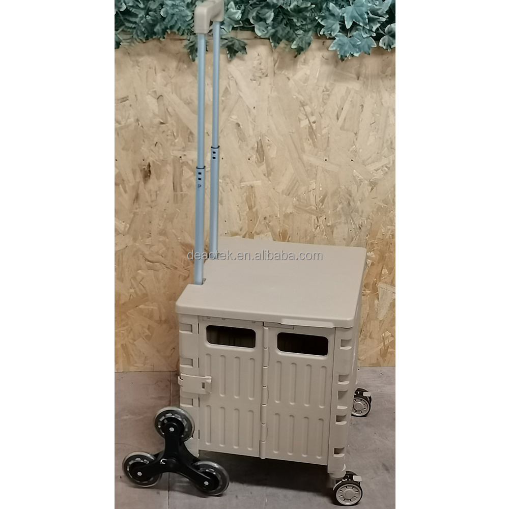 small 4 swivel wheels Plastic Rolling Utility Cart with Handle shopping storage moving crate on wheels