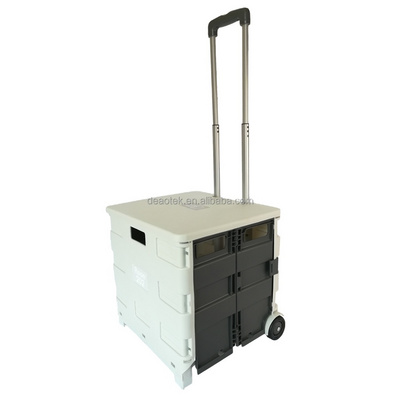 Folding Utility Cart 2 Wheels Rolling Crate Rolling Cart Portable Cart Collapsible Shopping Trolly